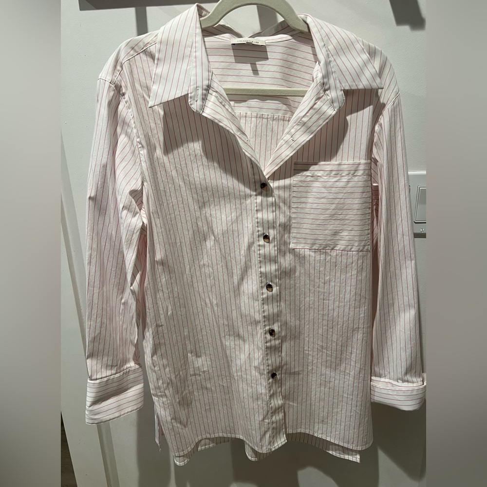 Lafayette 148 New York Pink and White Striped Shirt Luxury Feel